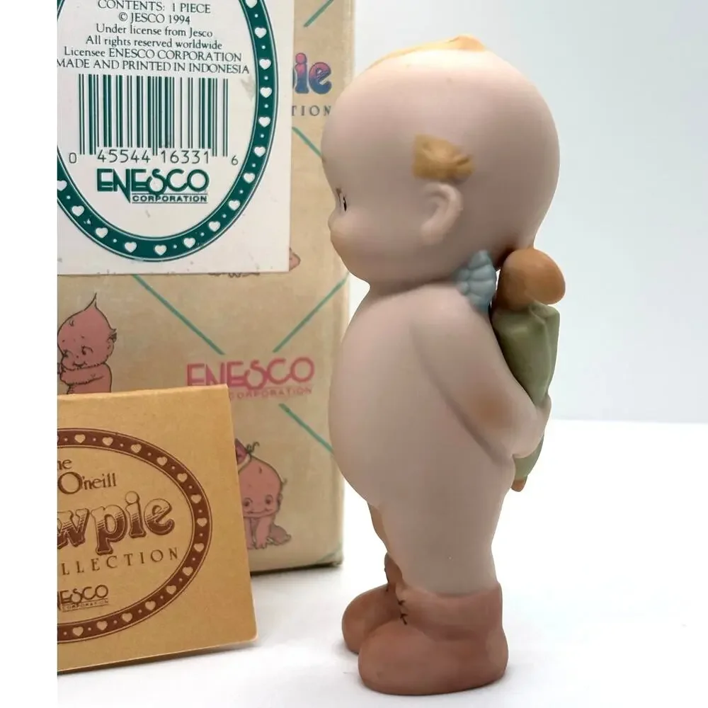 VTG 1994 Enesco, Rose O'Neill Porcelain Kewpie Doll, Wearing Overshoes, Umbrella